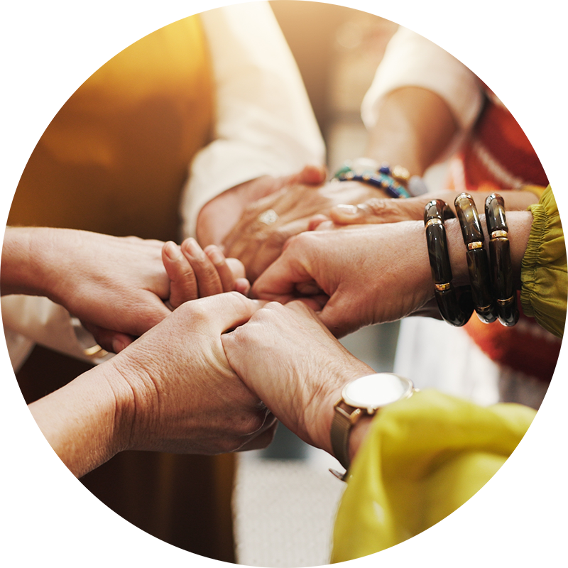 Women holding hands